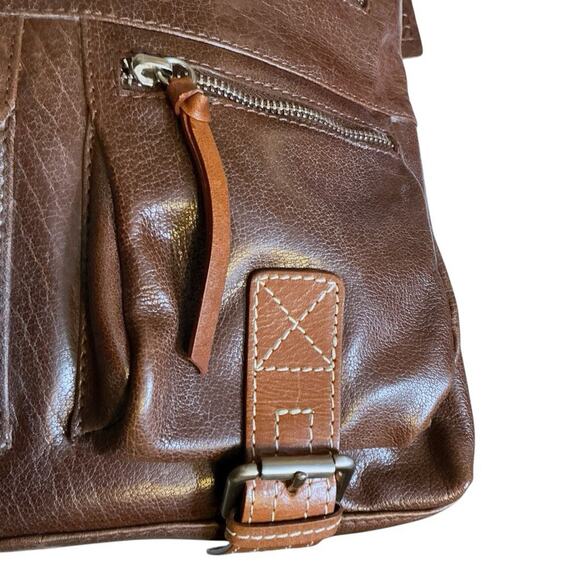 Nino Bossi Brown Crossbody Modern Bag Purse Multiple Zipper Compartments-NWOT - Picture 9 of 16
